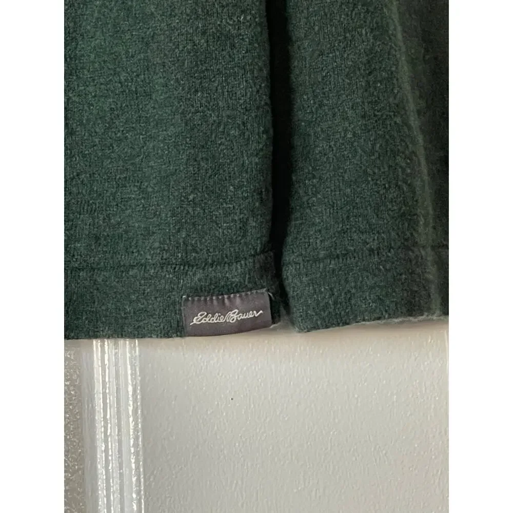Eddie Bauer Mens Green V Neck Cotton Merino Blend Knit Medium - Picture 5 of 6